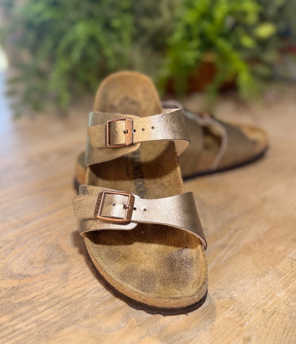 BIRKENSTOCK Womens Sz US 8/39 SYDNEY Rosegold Graceful Taupe Metallic Finish